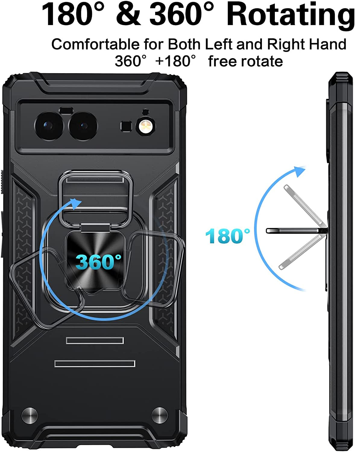 ANTSHARE for Google Pixel 6 Case with Screen Protector, Military Grade Dual Layer Shockproof Heavy Duty Protective Phone Case with Magnetic Kickstand Car Mount Holder for Pixel 6 5G 2021 6.4’’(Black)  ANTSHARE   