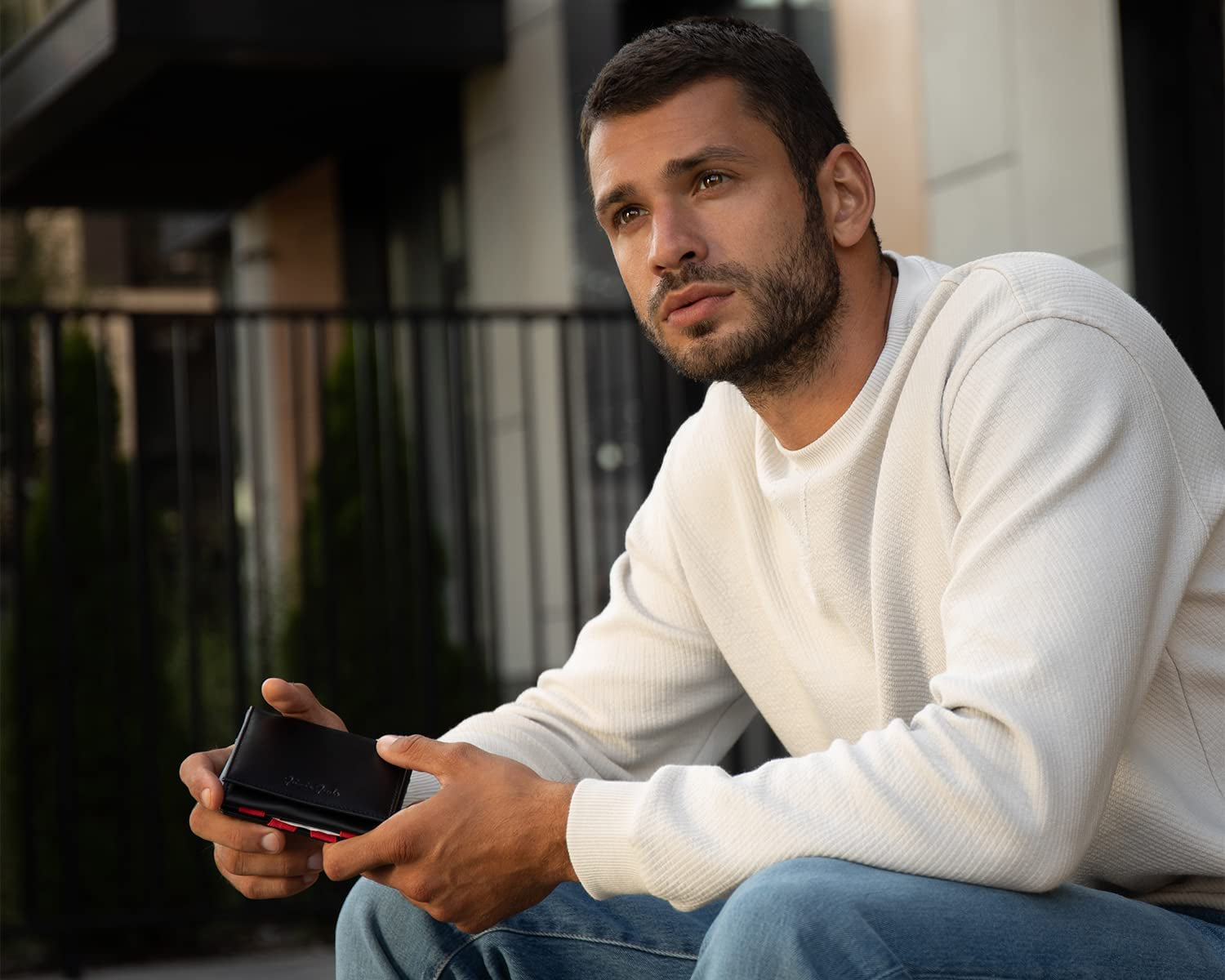 Jaimie Jacobs Flap Boy Airtag Edition Magic Wallet RFID Protected Genuine Leather Men (Black with Red)  Jaimie Jacobs   