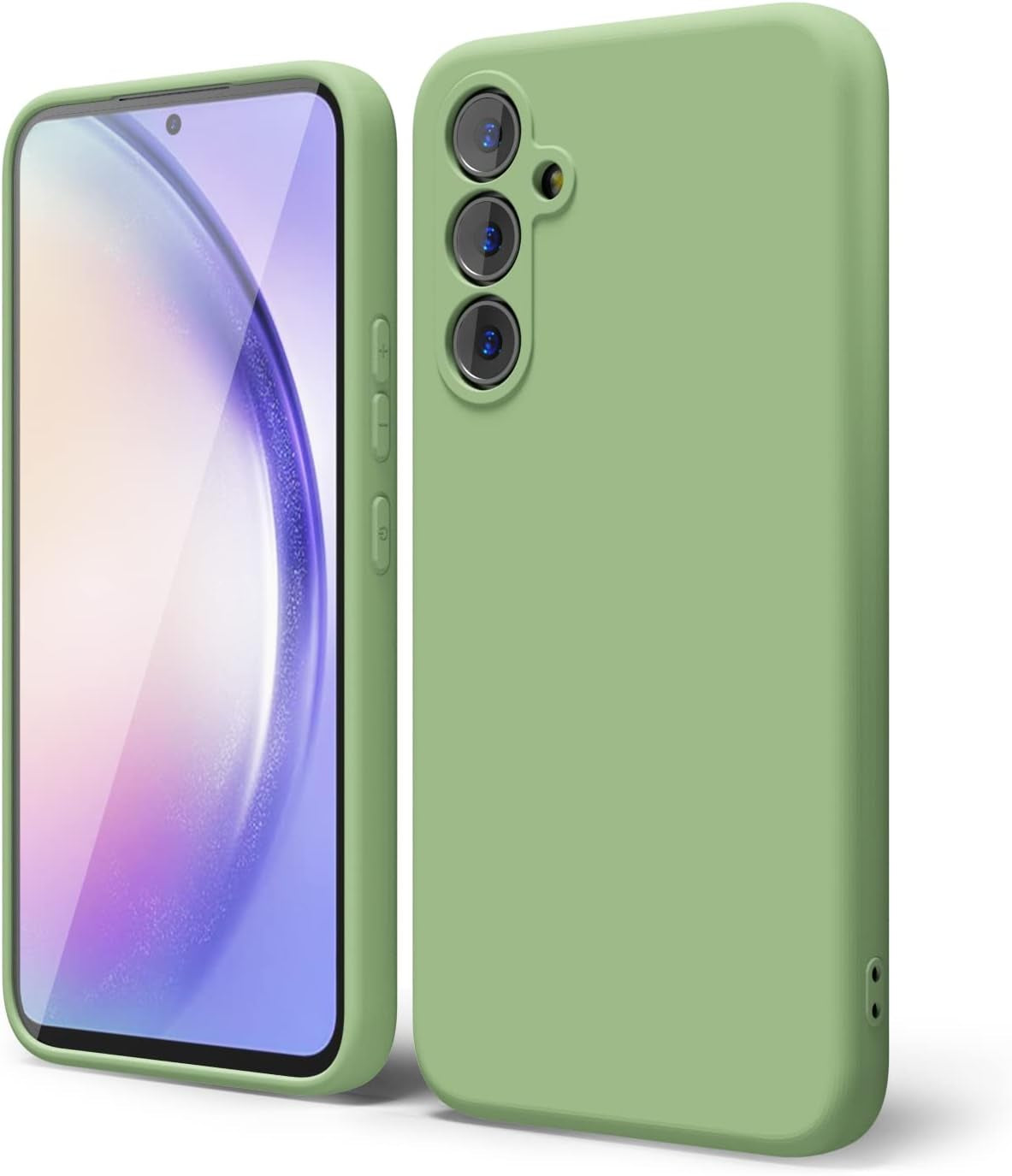 Oakxco for Samsung Galaxy A53 Phone Case Liquid Silicone, Cute Thin Slim Soft Rubber TPU Plain Smooth Gel Cover for Women Girl, Matte Solid Protective & Shockproof, Black  oakxco Sage Green A54 