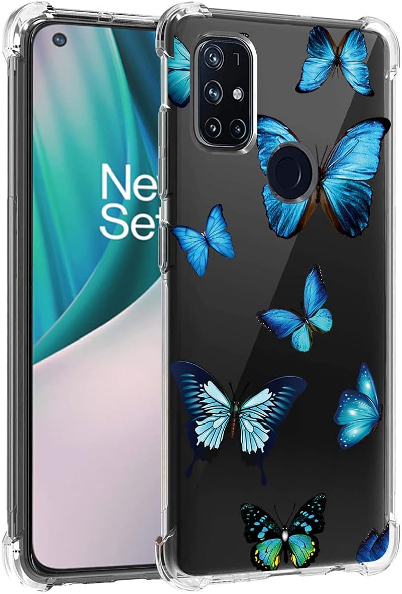 Vokuha for Oneplus Nord N10 5G Case, Oneplus N10 5G Case for Girls, Clear Slim Shockproof Pattern Soft Flexible TPU Rubber Back Phone Protective Cover Cases for Oneplus Nord N10 5G (Blue Butterfly)  Vokuha   