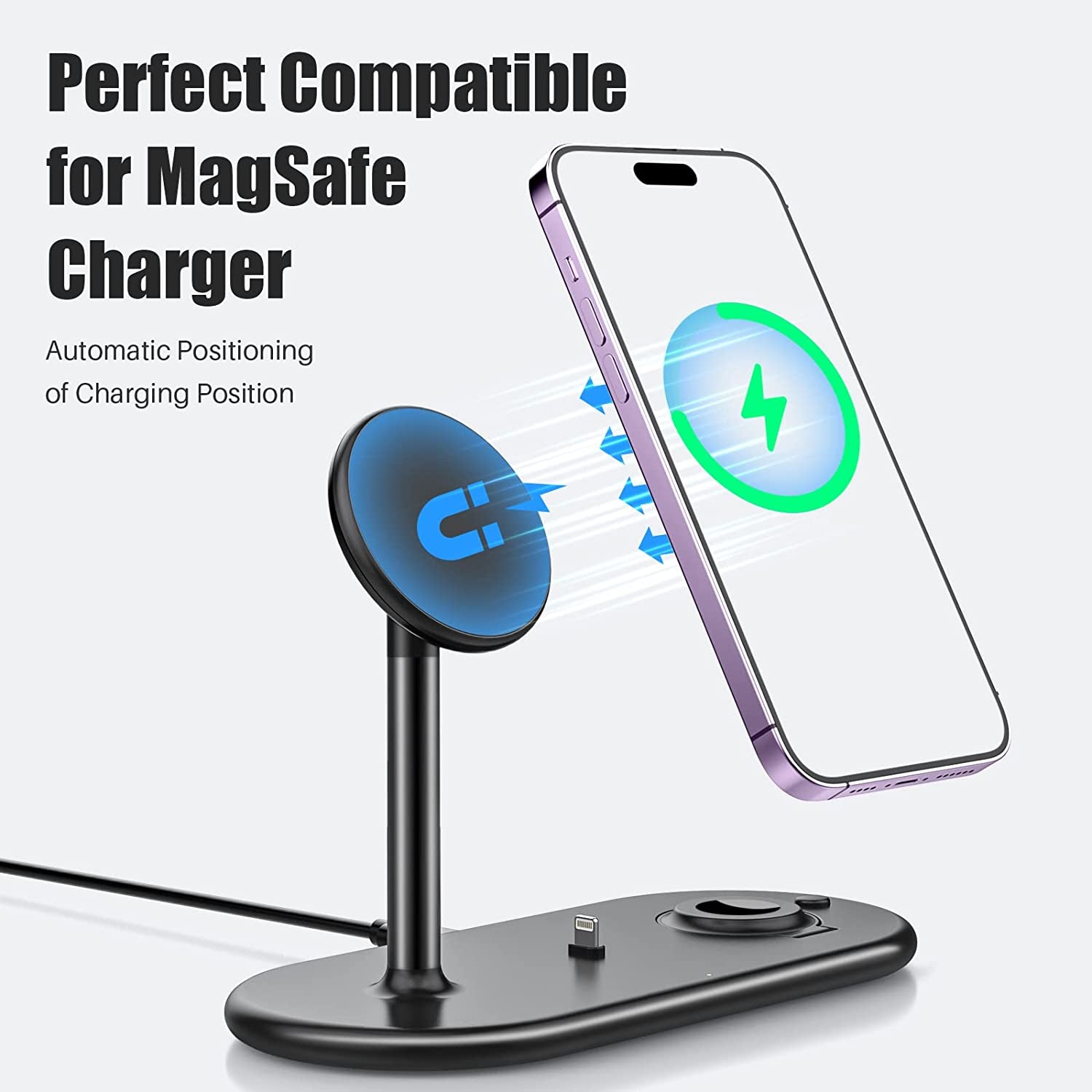 3-In-1 Wireless Charging Station for Apple Devices - Fast Wireless Charger Stand Compatible with Magsafe Charger for Iphone 14/13/12 Series, Apple Watch Ultra 8/7/SE/6/5/4/3, Airpods 3/Pro/2/1  ShenZhen ChengGuo Electronics Co.,Ltd   