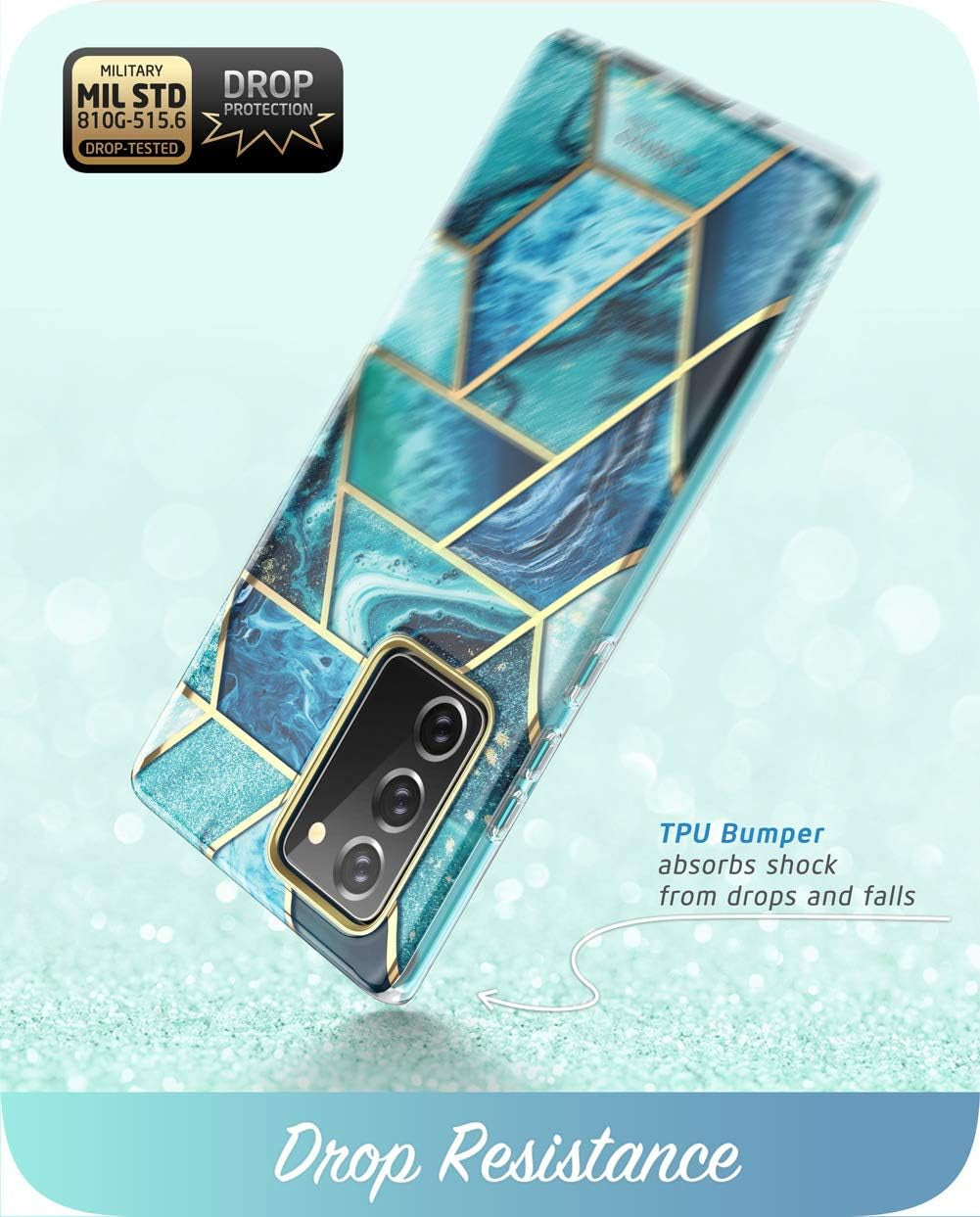 I-Blason Cosmo Series Case Designed for Galaxy Note 20 Case 5G 6.7 Inch (2020 Release), Protective Bumper Marble Design without Built-In Screen Protector (Ocean)  i-Blason   