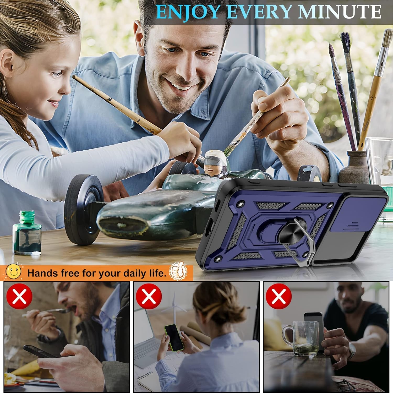 Gritup Galaxy S22 Case, Samsung Galaxy S22 Case with HD Screen Protector, [Military Grade] Shockproof Protection Case with 360° Magnetic Ring Holder Kickstand Phone Case for Samsung S22 (Blue-1)  Gritup   