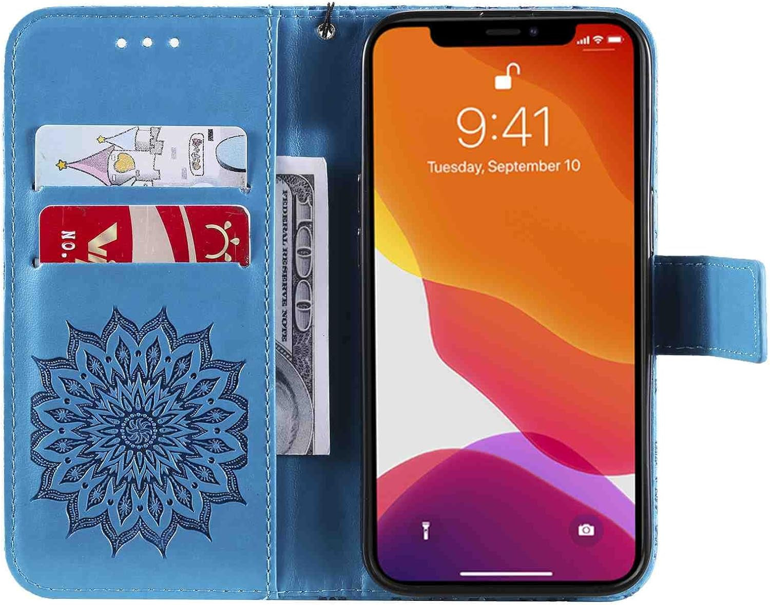 Fansipro Phone Cover Wallet Folio Case for LG V30, Premium PU Leather Slim Fit Cover for LG V30, 2 Card Slots, Exact Fitting, Blue  Fansipro   