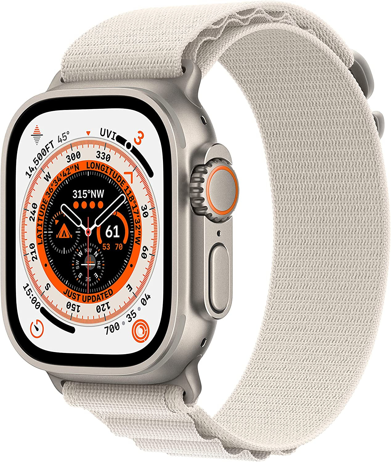 Apple Watch Ultra [GPS + Cellular 49Mm] Smart Watch W/Rugged Titanium Case & Midnight Ocean Band. Fitness Tracker, Precision GPS, Action Button, Extra-Long Battery Life, Brighter Retina Display  Apple Titanium Case with Starlight Alpine Loop Alpine Loop Large - fits 165-210mm wrists 