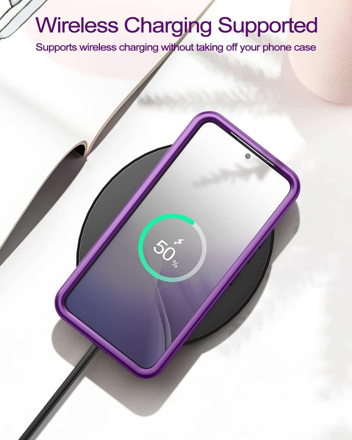 Welovecase for Samsung Galaxy S22 5G Case, Cover 3 in 1 Full Body Heavy Duty Protection Hybrid Shockproof TPU Bumper Three Layer Protective Case for Samsung Galaxy S22 6.1 Inch Purple  WeLoveCase   