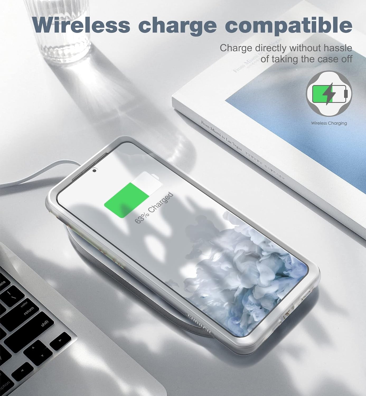 SURITCH Phone Case for Samsung Galaxy S21 Ultra 6.8 Inches Slim Fit, Front Cover with Built-In Screen Protector Smooth Back Cover Full Body Protection Shockproof Bumper, Grey Calla  SURITCH   