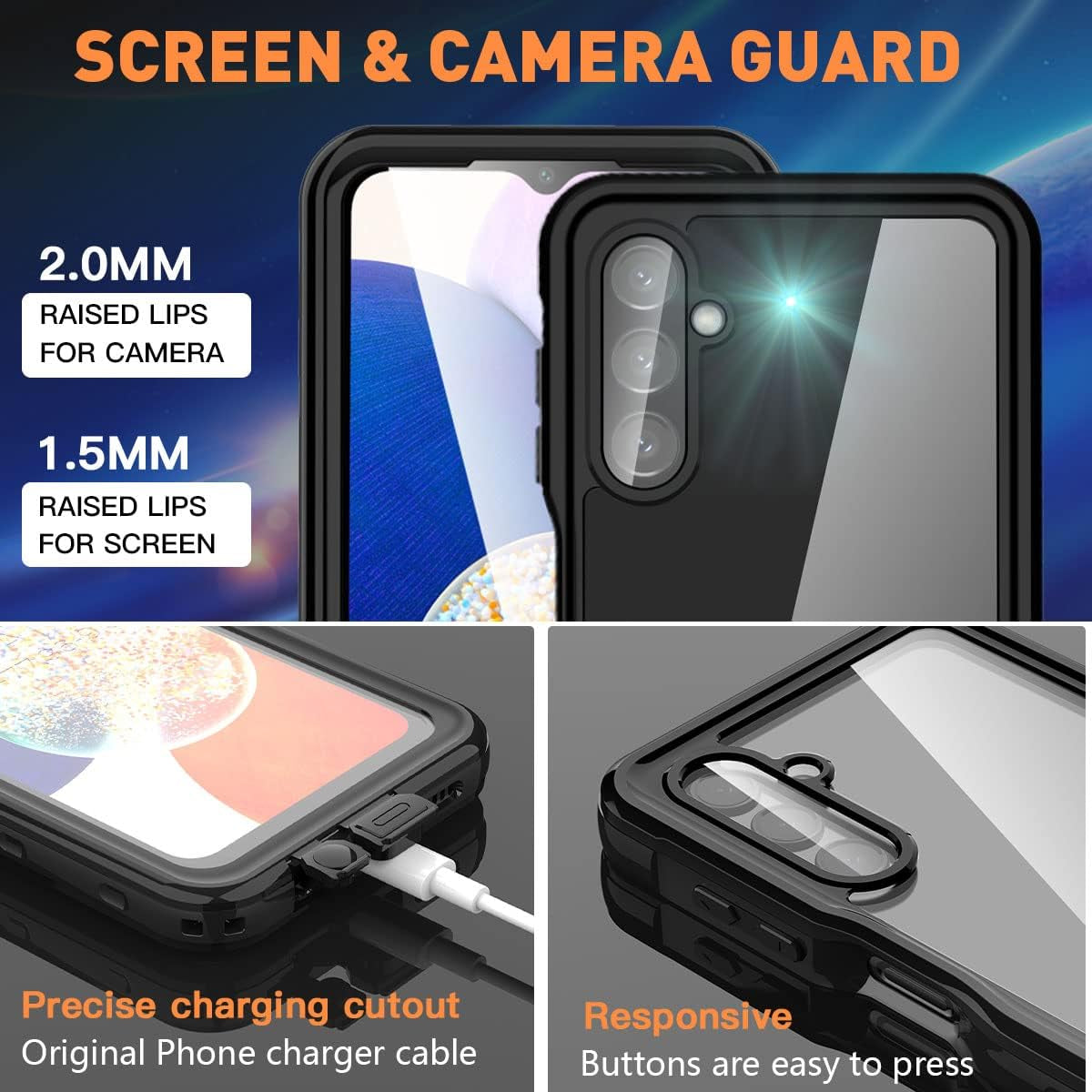 Aicase for Samsung Galaxy A14 5G Case Waterproof, Clear Water Proof Shockproof Dustproof Snowproof Full Body Rugged Transparent Underwater Phone Case for Galaxy A14 5G Built-In Screen Protector  AICase   