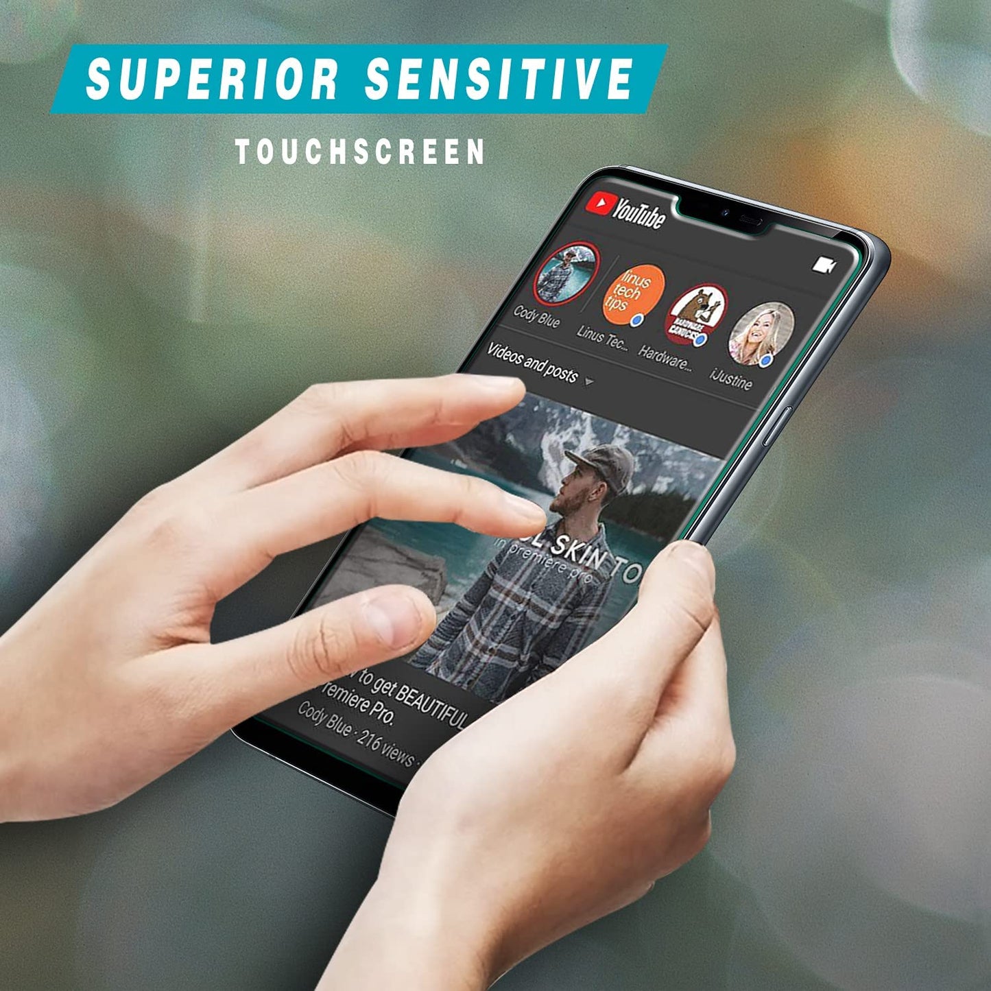 Hptech 2-Pack Compatible for LG G7 Thinq Screen Protector Tempered Glass, 9H Hardness, Bubble Free, Case Friendly  HPTech   