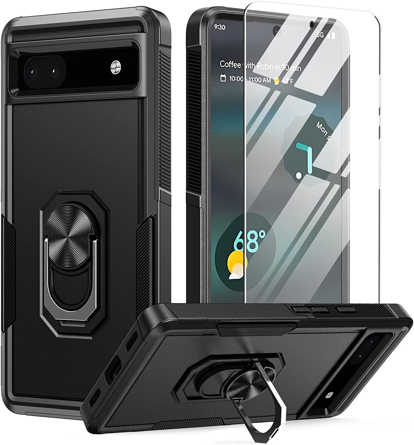 JXVM for Google Pixel 6A Phone Case: Dual Layer Protective Heavy Duty Cell Phone Cover Shockproof Rugged with Non Slip Textured Back | Military Drop Protection Bumper Tough - 6.1Inch (Burgundy Purple)  JXVM A-Black  