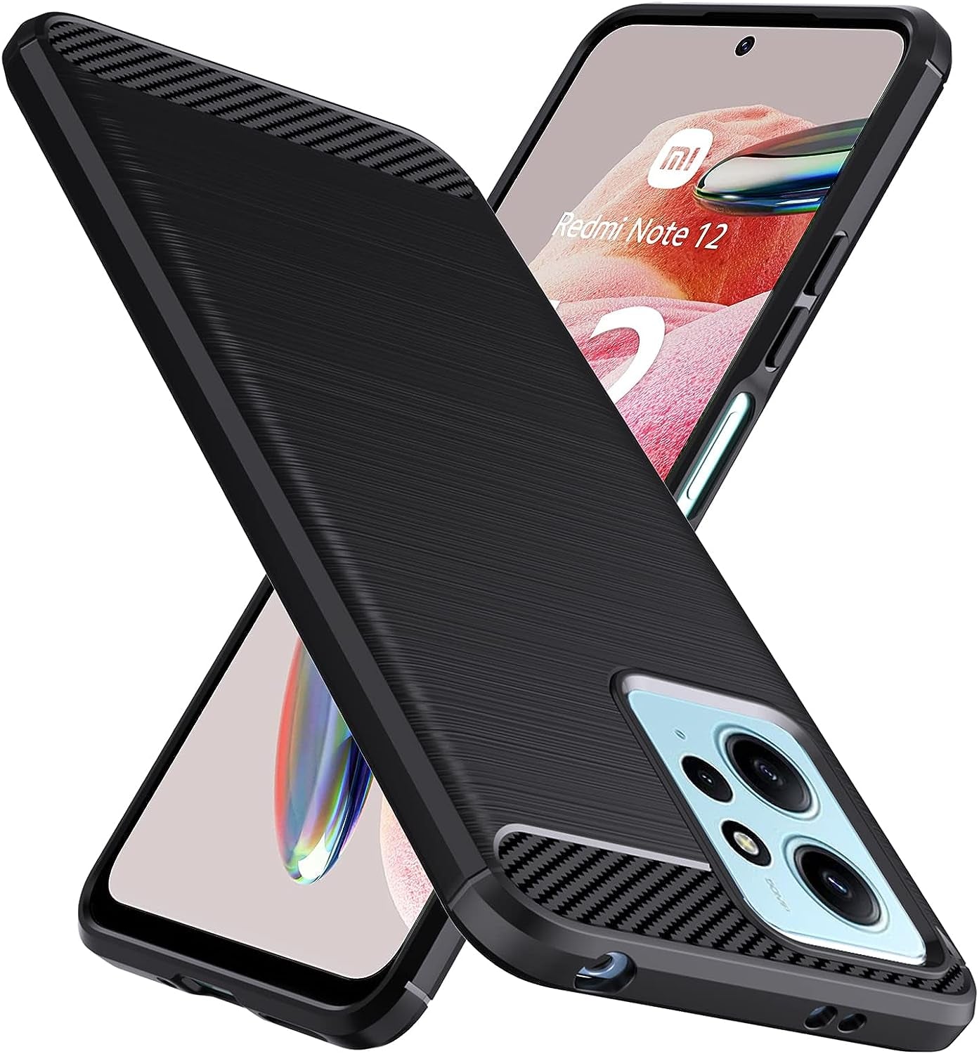 Natbok Compatible with Redmi Note 12 4G Case, Flexible TPU [Brushed Texture] Anti-Slip Shockproof Military Protection Bumper Phone Case,Slim Case Cover Compatible with Redmi Note 12 4G,Black  Natbok   