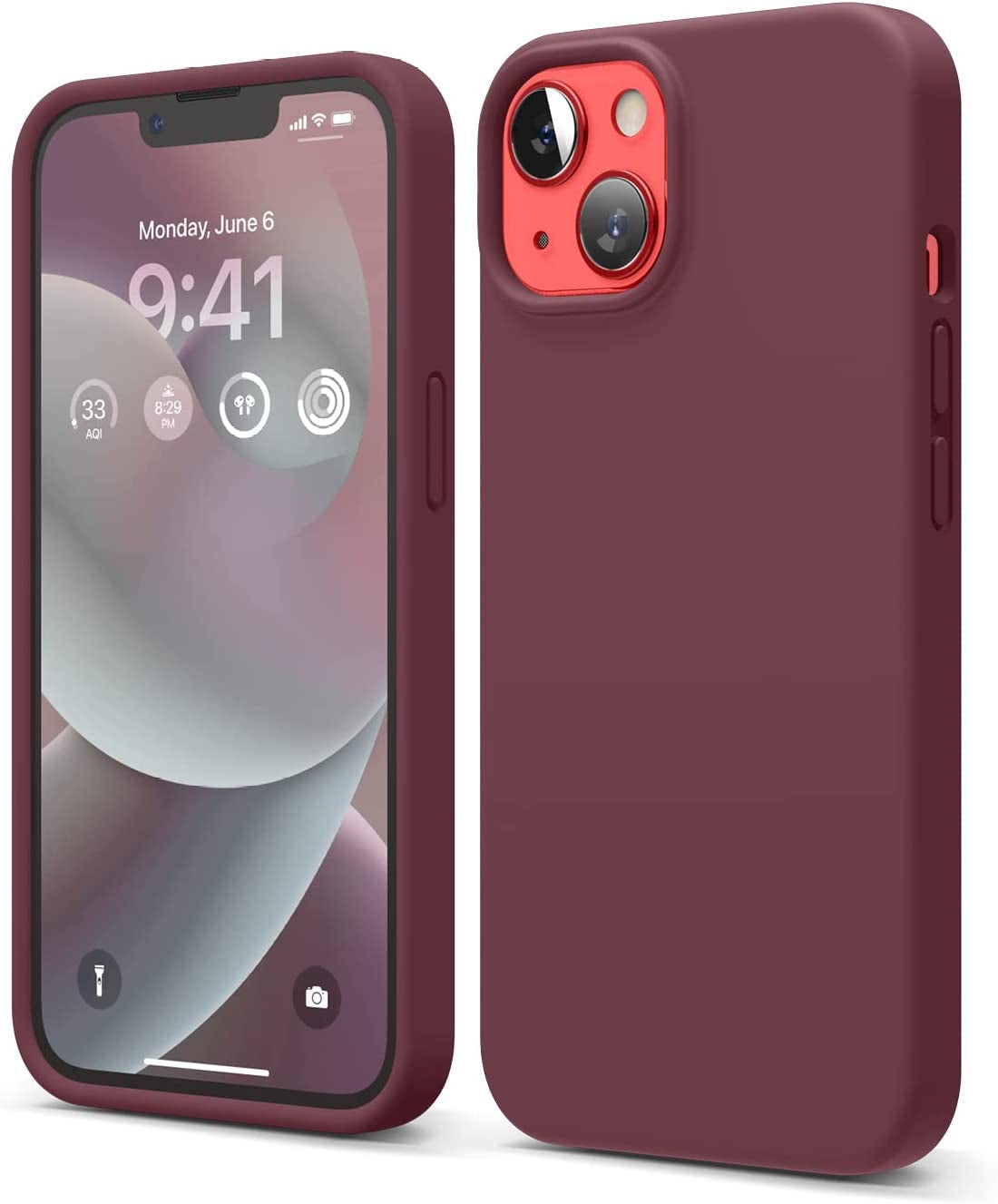 Elago Compatible with Iphone 14 Case, Liquid Silicone Case, Full Body Protective Cover, Shockproof, Slim Phone Case, Anti-Scratch Soft Microfiber Lining, 6.1 Inch (Stone)  elago Burgundy  