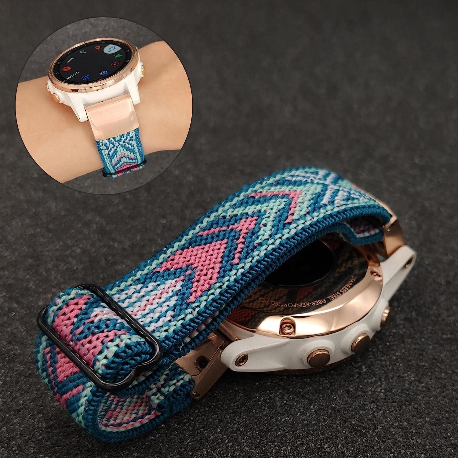 Abanen Elastic Watch Bands for Fenix 7S / Fenix 6S / Fenix 5S / Descent Mk2S, Quick Fit 20Mm Soft Nylon Stretchy Embroidery Loop Breathable Wristband Strap for Garmin Fenix 5S Plus  Abanen   