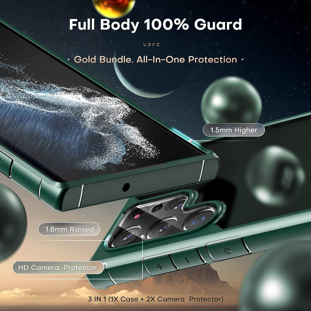TOCOL for Samsung Galaxy S22 Ultra Case, Translucent Matte Hard Back [Military Grade Shockproof] [Anti-Scratch & Anti-Fingerprint] Slim Fit Protective Cover for Galaxy S22 Ultra Case 6.8'', Green  TOCOL   