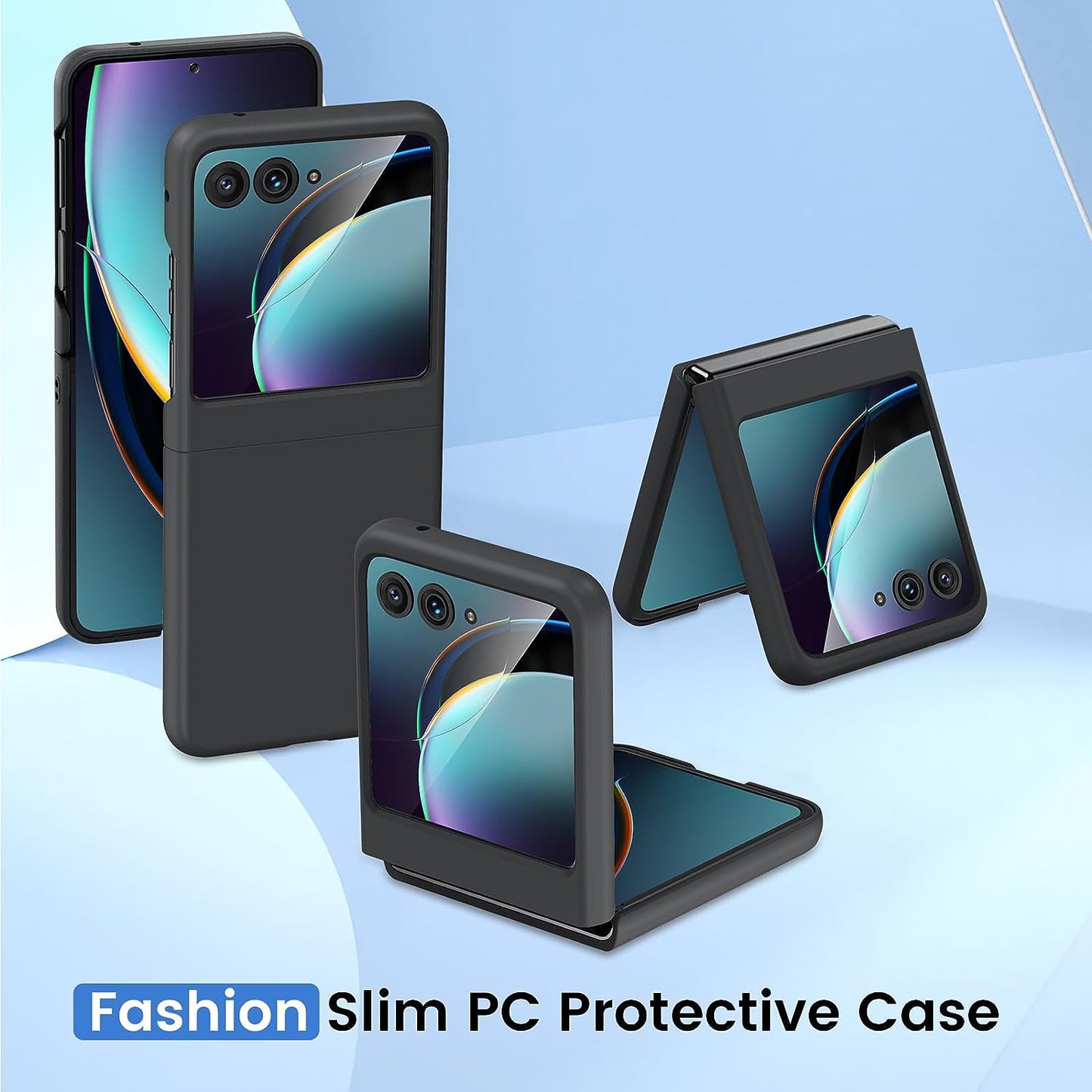 VEGO for Motorola Razr plus Case, Motorola Razr+ 2023 Full Body Cover with [Built-In Camera Screen Protector] Hard PC Bumper Protective Shockproof Scratch Resistant Slim Fit Case - Black  VEGO   