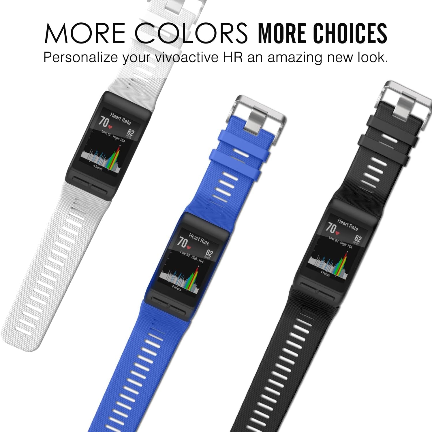 Moko Garmin Vivoactive HR Watch Band, Soft Silicone Replacement Watch Band ONLY for Garmin Vivoactive HR Sports GPS Smart Watch with Adapter Tools.  MoKo   