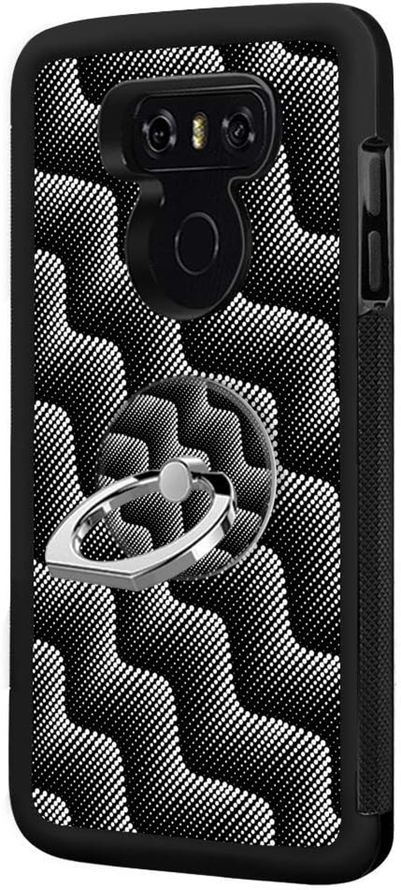 Designed for LG G6 Case,Silicone Slim Shockproof Phone Case with Metal Finger Ring Clasp Suitable for Men and Women, Butterfly  YQCi Vector-Geometric1  