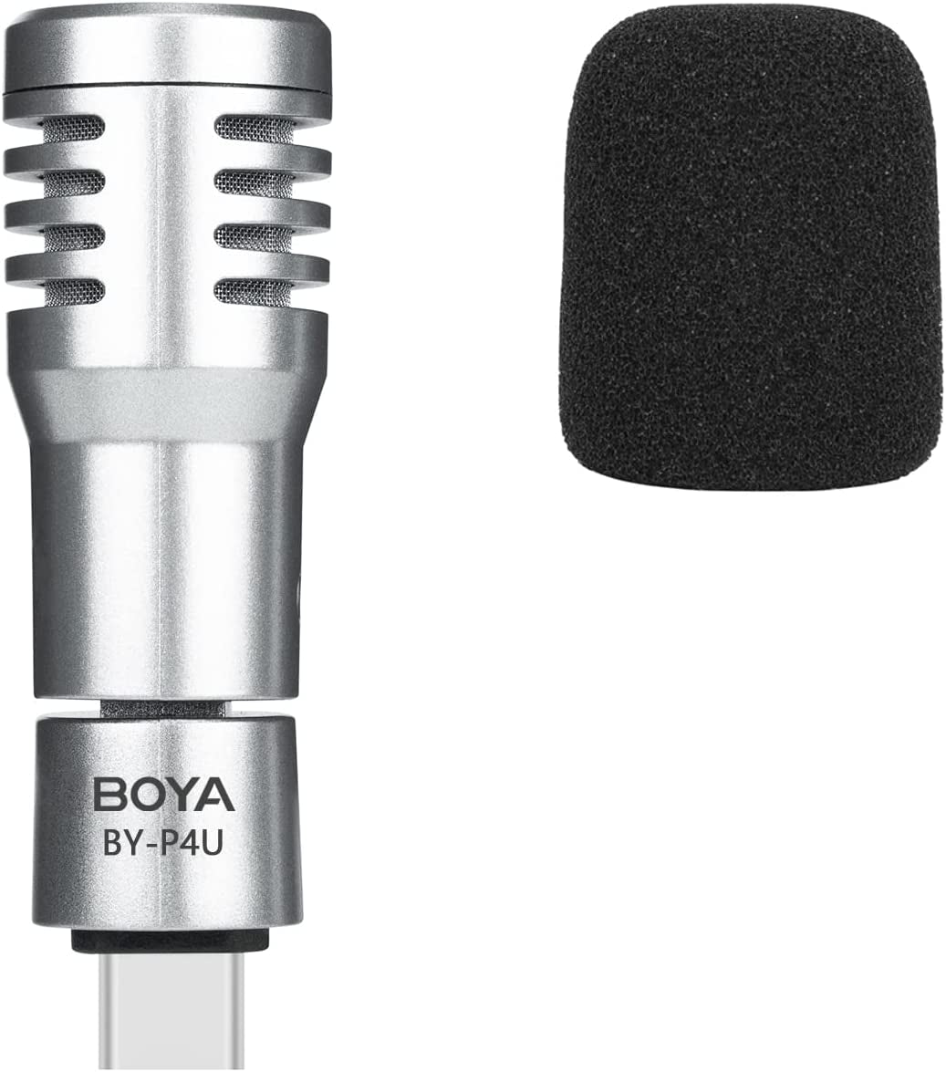 BOYA BY-P4D Iphone Microphone Ios Mini Phone Mic with Lightning Port for Iphone/Ipad/Ipod Foldable External Microphone with Wind Foam for Youtube,Vlogging,Live Stream,Video Record  BOYA P4U  