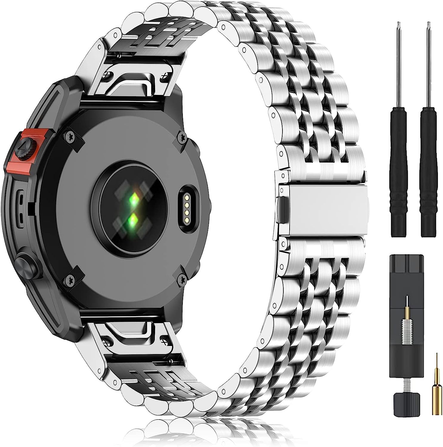 ZPJPPLX 22Mm Metal Watch Bands for Garmin Fenix 7/6 Pro/6,Stainless Steel Quickfit Strap for Fenix 5 Plus/5/Forerunner 965/955/945/935/Descent G1/Approach S60/Quatix5  ZPJPPLX Silver  