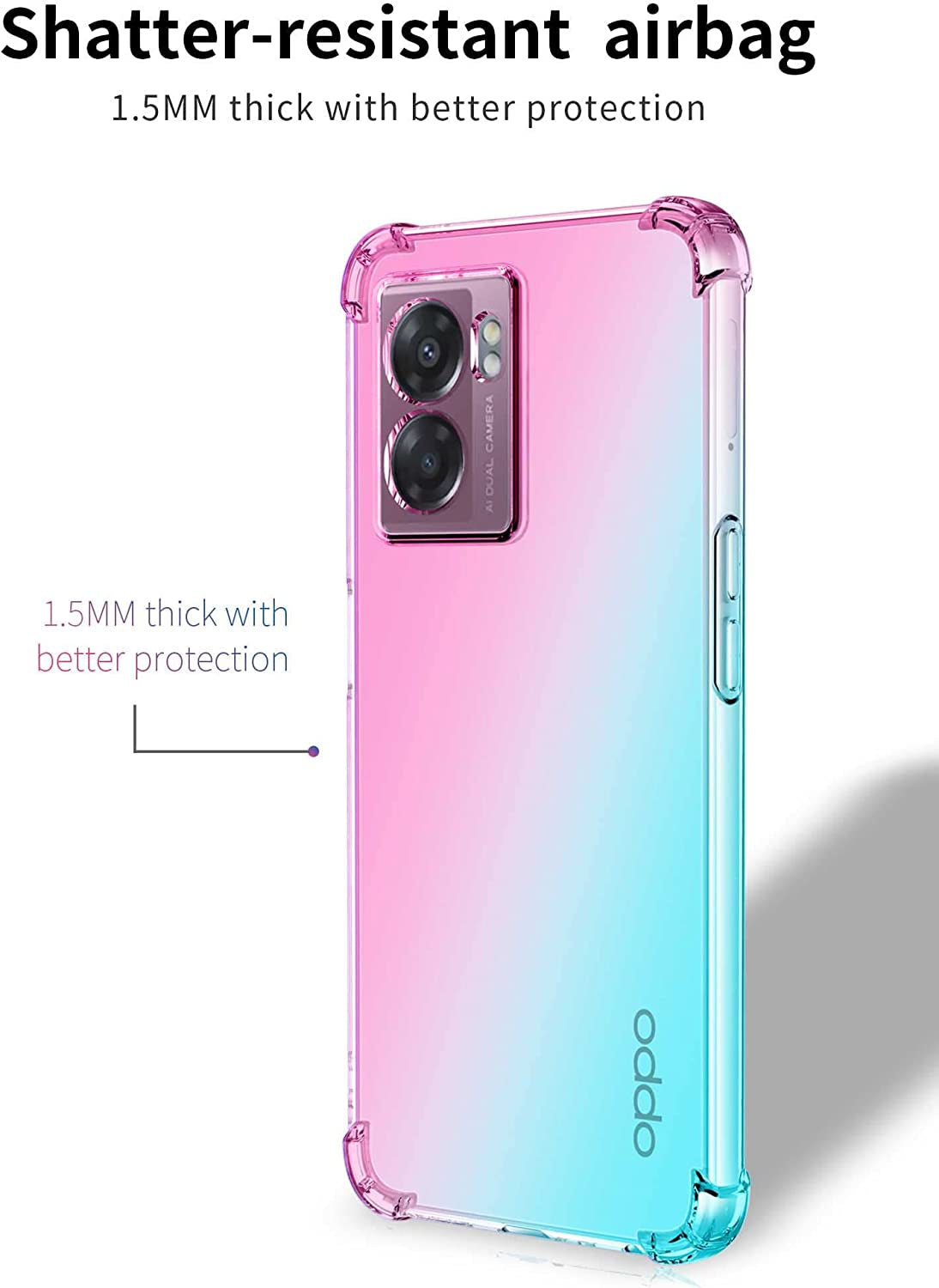 Lmposla for Oneplus Nord N300 5G Case,1+ Nord N300 5G Case, for Girls Women Shockproof Slim Ultra-Thin Flexible TPU Soft Rubber Silicone Airbag Case Cover for Oneplus Nord N300 5G (Pink/Teal)  Lmposla   