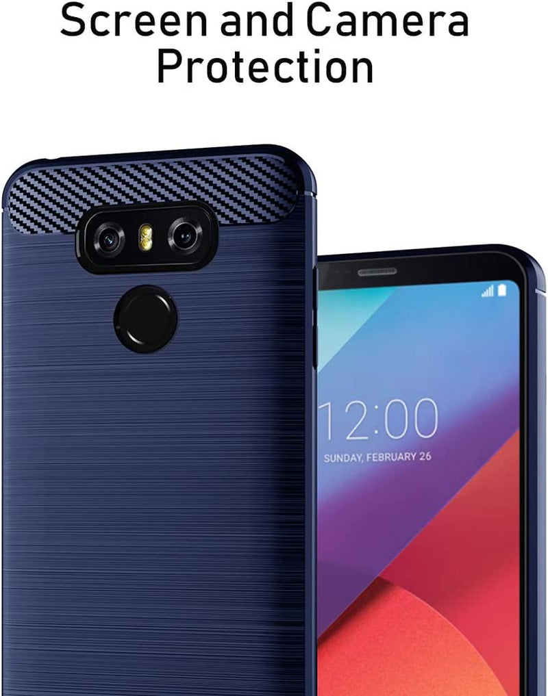 SNOSHO for LG G6 plus Phone Case,Slim Thin Silicone Soft Skin Flexible TPU Lightweight Gel Rubber Carbon Fiber Anti-Scratch Shockproof Protective Cases Cover for LG G6,Brushed Blue  SNOSHO   