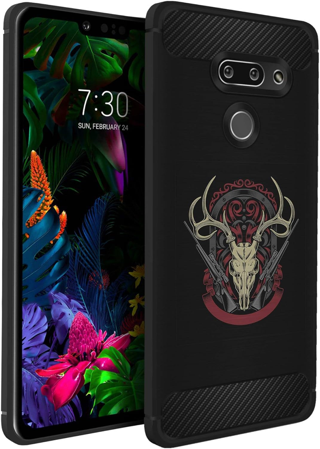 Casesondeck Case Compatible with LG G8 Thinq/Lg G8 -Flexible and Durable Shock Absorption with Carbon Fiber Accents and Designs (Deer Skull)  CasesonDeck   