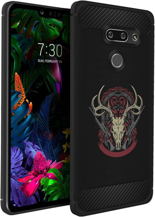 Casesondeck Case Compatible with LG G8 Thinq/Lg G8 -Flexible and Durable Shock Absorption with Carbon Fiber Accents and Designs (Deer Skull)  CasesonDeck   