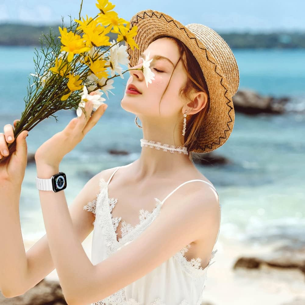 Relting Ocean Band Compatible with Apple Watch Band 38Mm 40Mm 41Mm 42Mm 44Mm 45Mm 49Mm,Adjustable Titanium Buckle Silicone Strap Compatible with Iwatch Ultra SE Series 8 7 6 5 4 3 2 1 for Women Men  Relting   