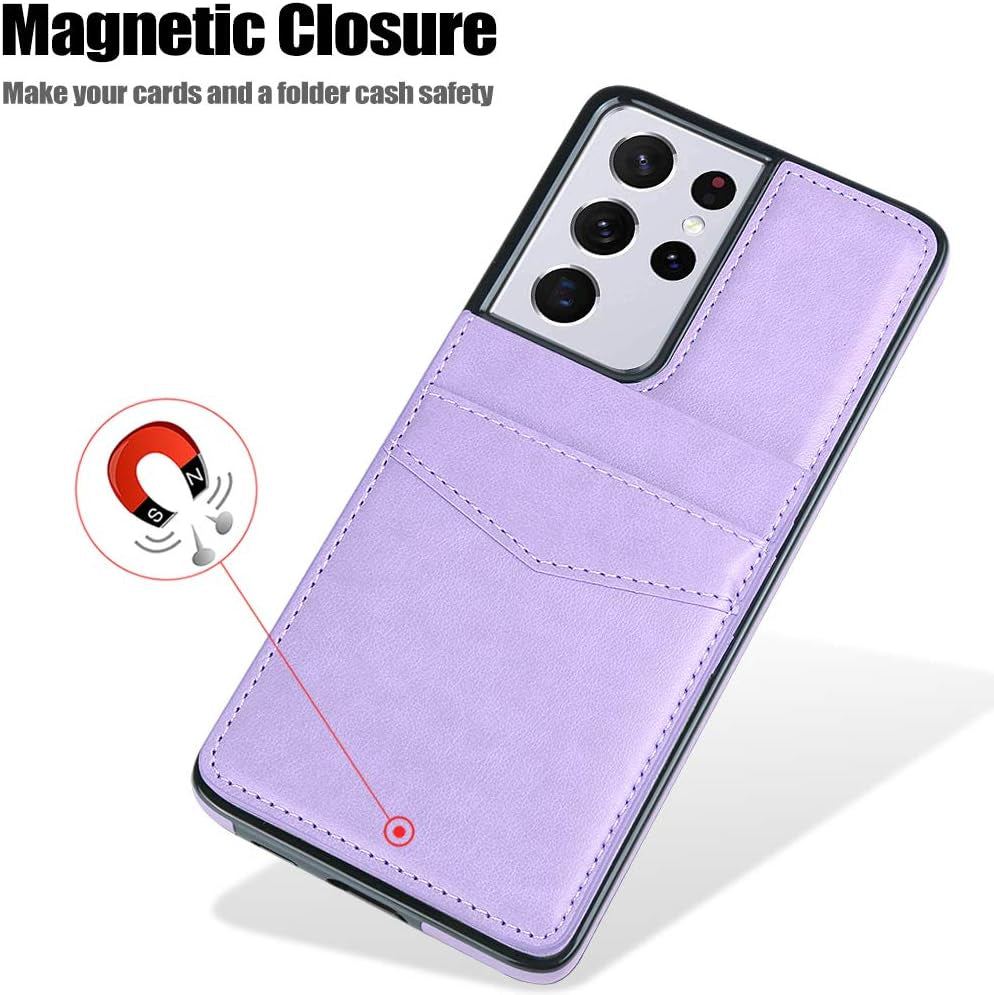 Lakibeibi Samsung Galaxy S21 Ultra Case, S21 Ultra Phone Case, Dual Layer Lightweight Premium Leather Wallet Case with Card Holders Flip Protective Case for Samsung Galaxy S21 Ultra (2021), Purple  LakiBeibi   