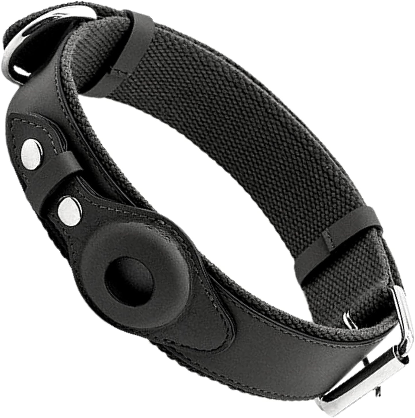 Krazytag Airtag Dog Collar – Premium Soft PU Leather Collar with Built-In Tag Space – Luxurious Airtag Holder for Dogs and Cats – Play-Proof Design (Medium, Black)  KrazyTag   