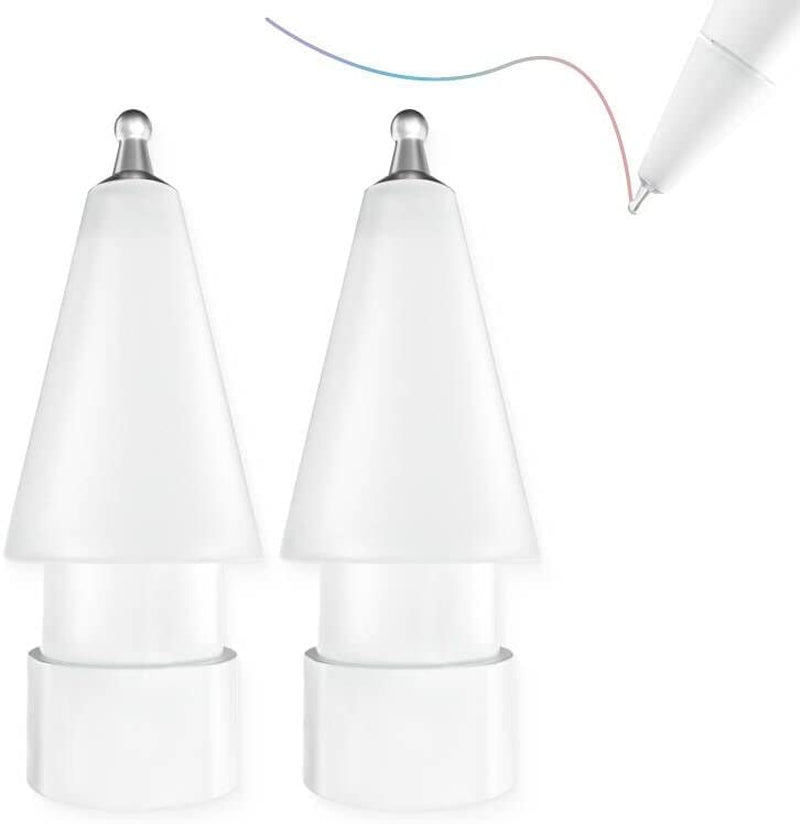 Upgraded Fine Point Pen like Writing Pencil Tips Compatible with Apple Pencil Gen 1St,2Nd, Paper-Feel Wear Out Resistance Ipad Pencil Nibs Fits for Apple Ipad Pro Pen,2 Pack White  BPOPO   