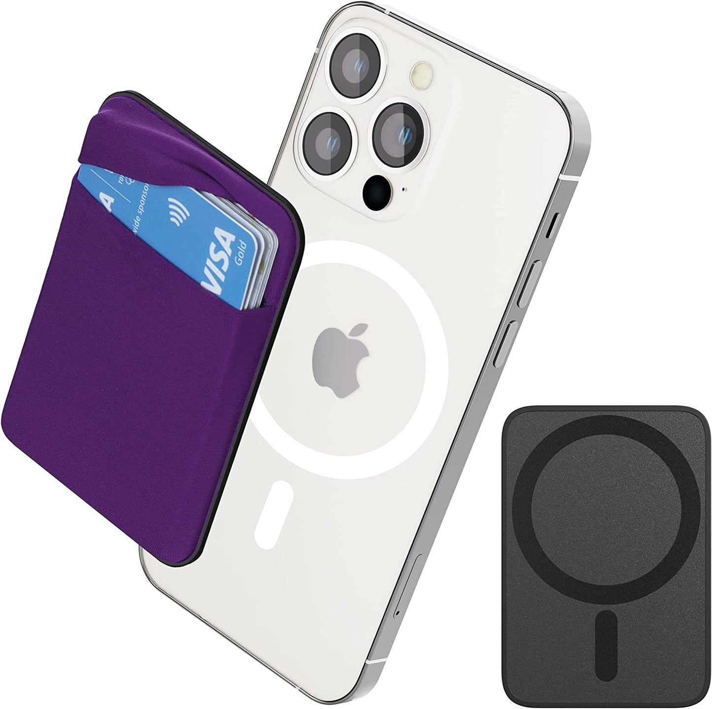 MAGKOTA Stretchy Fabric Magsafe Wallet Easily Hold 5 Cards, Compatible with Iphone 14 Pro Max/14 Pro/14 Plus/14/Iphone 13 Pro Max/13 Pro/13/Iphone 12/12 Pro/12 Pro Max  MAGKOTA Purple  