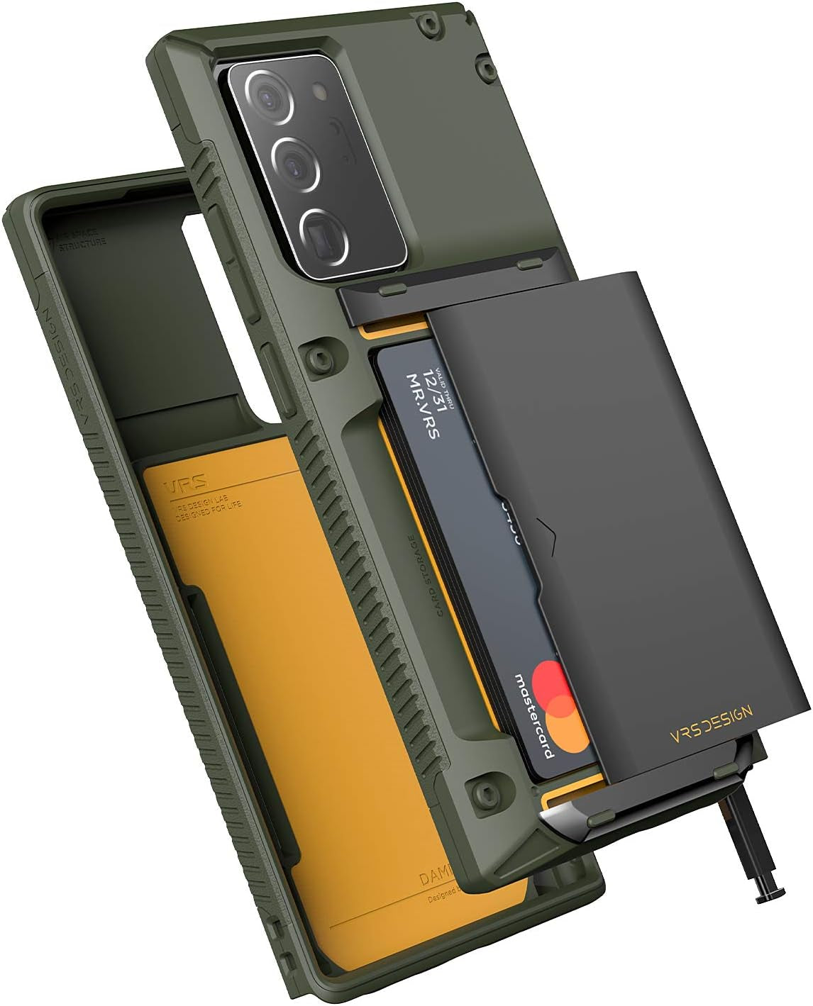 VRS DESIGN Damda Glide Pro Phone Case for Galaxy Note 20 Ultra, with [4 Cards] [Semi Auto] Premium Sturdy Credit Card Slot Wallet for Samsung Galaxy Note 20 Ultra 5G, 6.9 Inch(2020) Green  VRS Design   