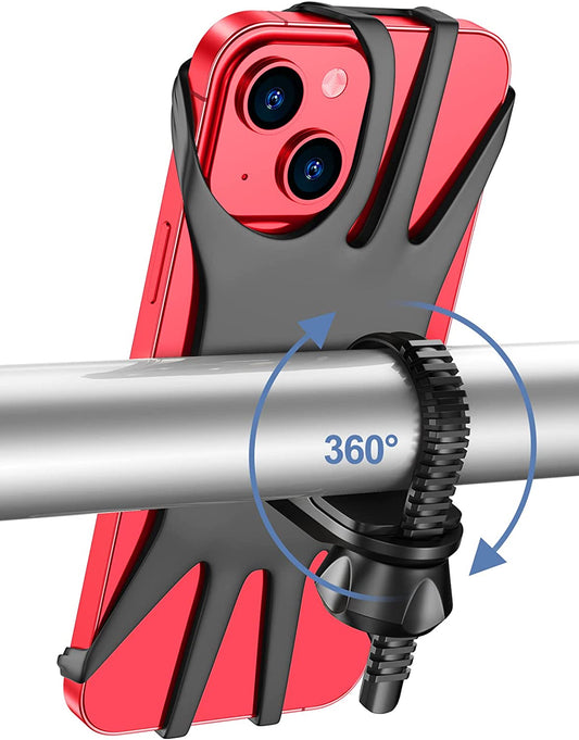 Ibytoc Bike Phone Mount, 360° Rotation Phone Holder for Bike, Universal Silicone Motorcycle Phone Mount, Compatible with Iphone 14 plus 13 Pro Max 12 Pro 11 XR XS 8 7 6 plus 5S, Samsung (4.7"-6.7")  iBytoc   