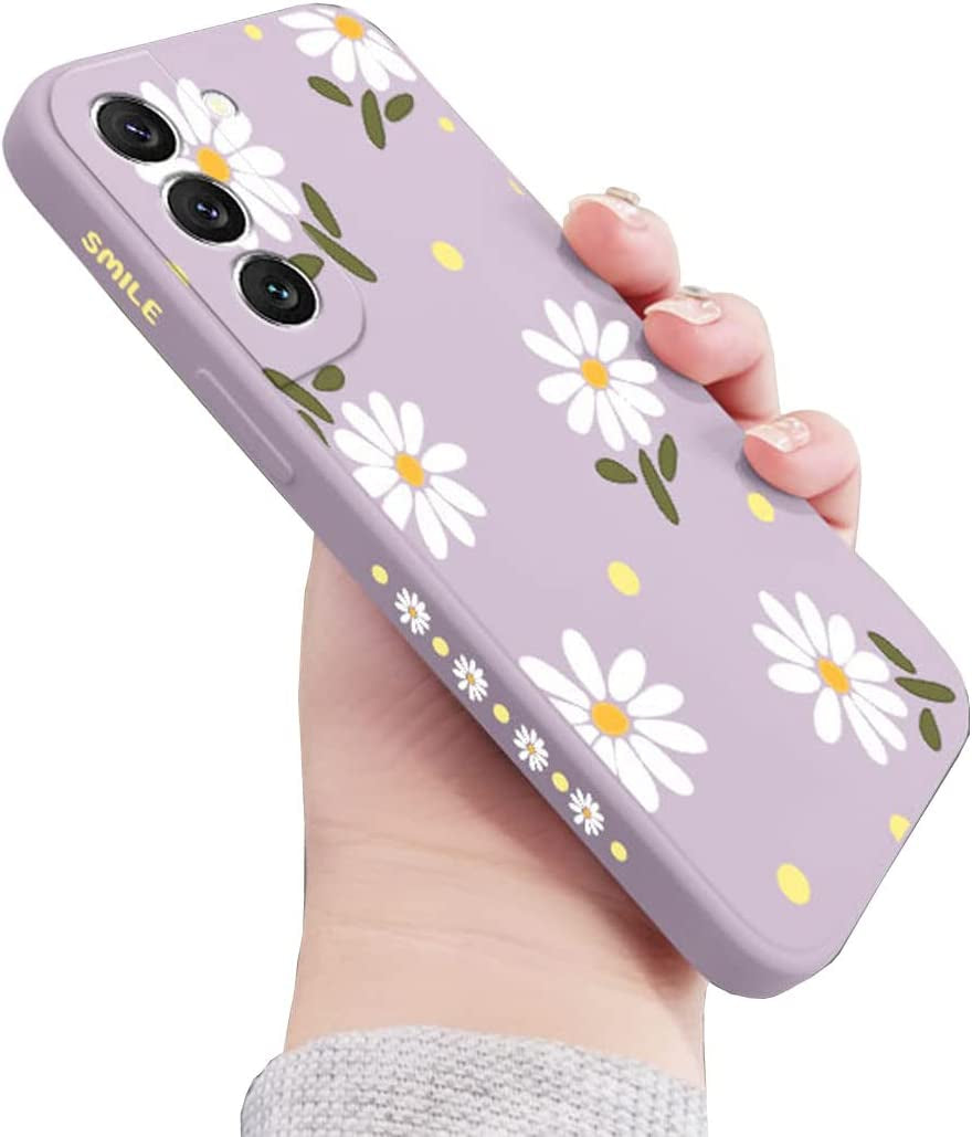 Sunswim Galaxy S21+ plus Case - Cute Daisy, Full Camera Lens Protection, Slim Shockproof TPU Bumper, Liquid Silicone, 6.7" - Purple  Sunswim   