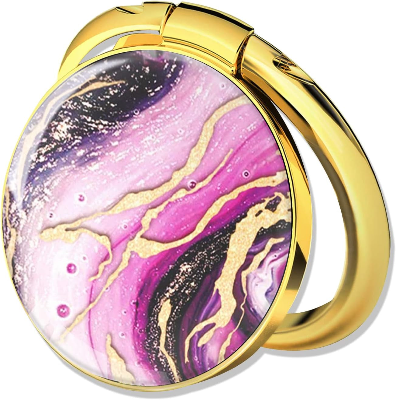 Phone Ring Holder Grip Stand - Marble Cell Phone Ring Finger Holder for Back of Phone Case, 360° Rotation Phone Kickstand Compatible with Most Phones  SUXILN-G Druzy Purple  