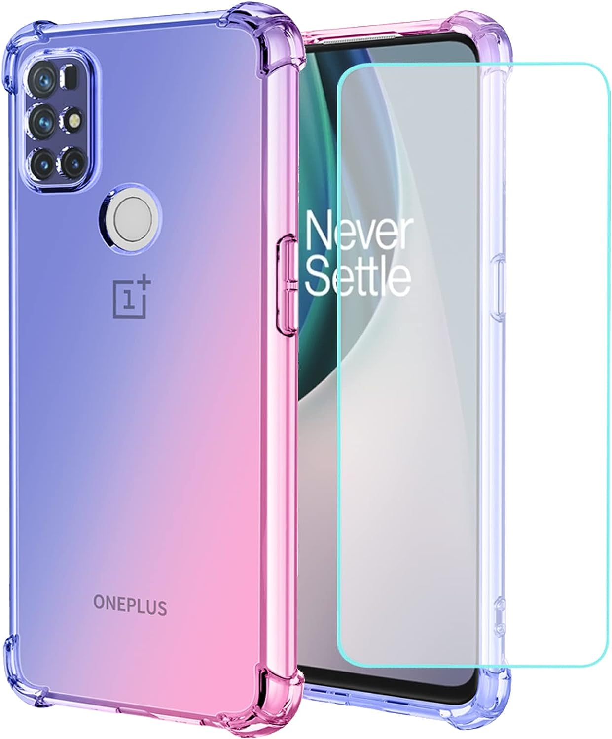 Vokuha for Oneplus Nord N10 5G Case, Oneplus N10 5G Case for Girls, Clear Slim Shockproof Pattern Soft Flexible TPU Rubber Back Phone Protective Cover Cases for Oneplus Nord N10 5G (Blue Butterfly)  Vokuha Blue/Pink  