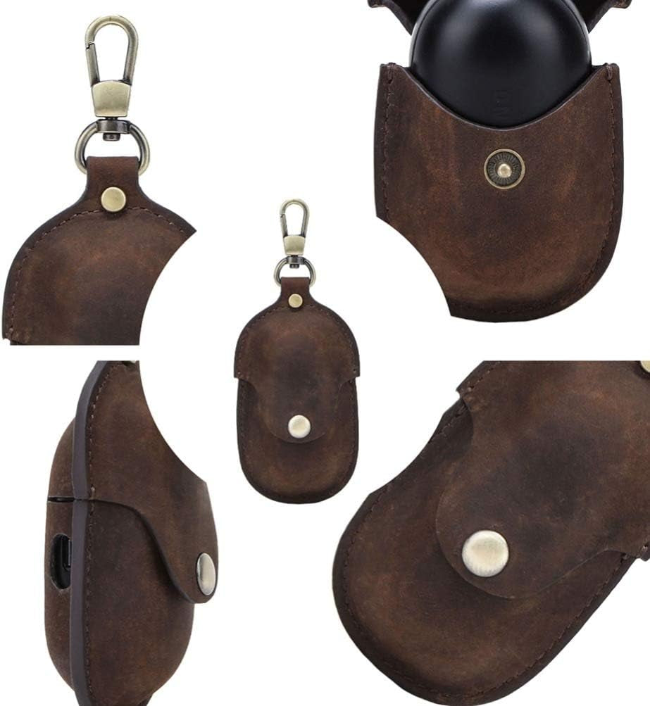 Compatible for Samsung Galaxy Buds Case Leather Shockproof Protective Earbuds Case with Stainless Keychain - Coffee  UKCOCO   