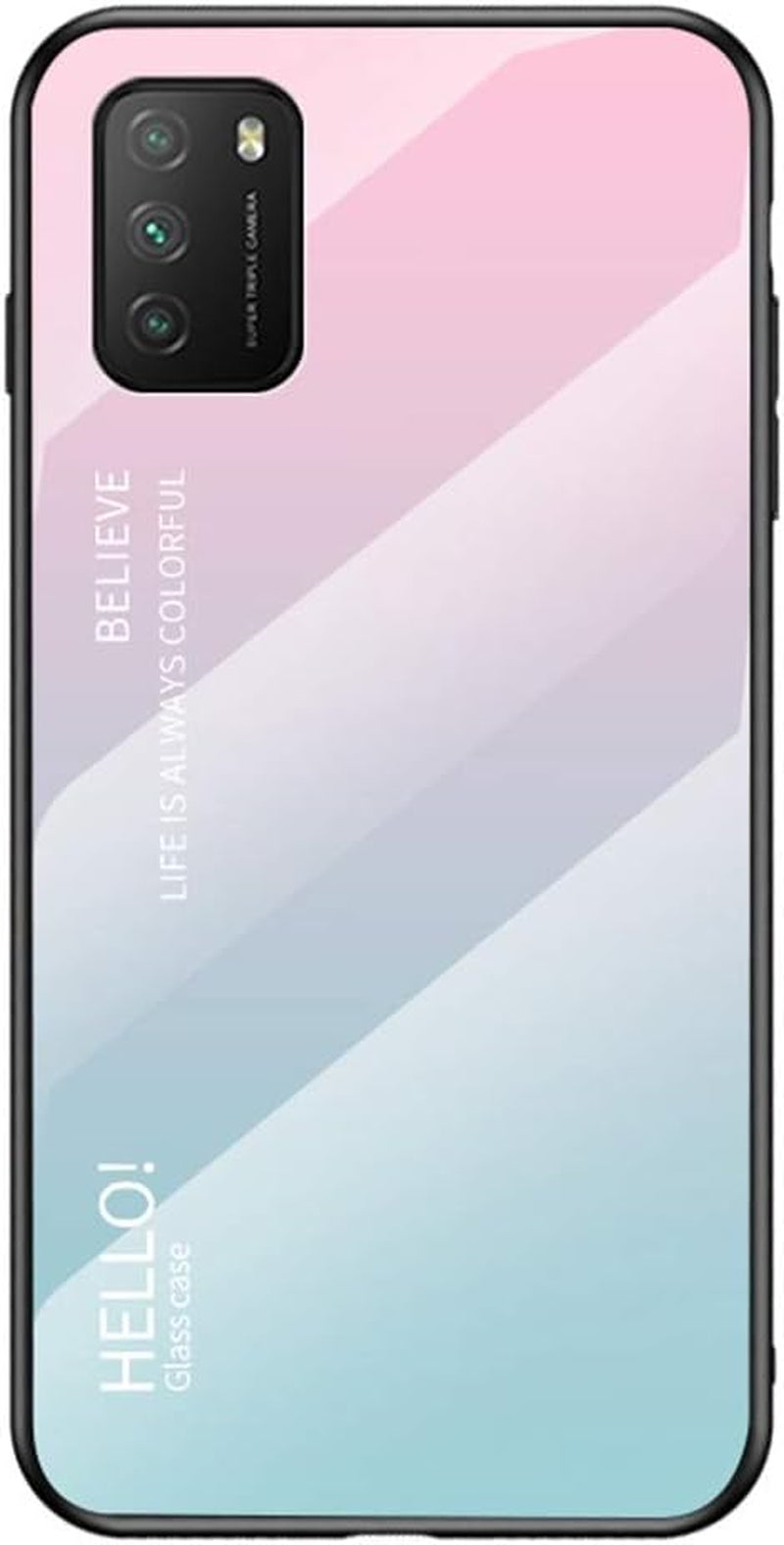 Hicaseer Xiaomi Poco X3 Case,Anti Scratch Gradient Glass Case Back Cover Soft TPU Silicone Shockproof Case for Xiaomi Poco X3 -Purple  Hicaseer Pink+Blue Xiaomi Poco M3 6.53" 