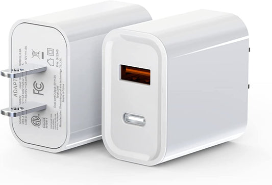 USB C Wall Charger, 2-Pack 20W Dual Port Plug-In Power Delivery Block Type C + USB-A QC3.0 Fast Charging Adapter for Iphone 14 Pro Max 11 12 13 XS XR, Ipad Pro, Airpods Samsung Galaxy and More(White)  Shenzhen good-she technology Co., Ltd.   
