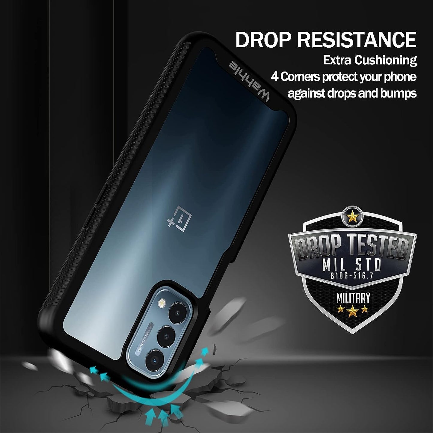 Wahhle Oneplus Nord N200 5G Case, Built in Screen Protector Full Body Shockproof Slim Fit Bumper Protective Phone Cover for 1+ Nord N200 5G Men Women-Black/Clear  wahhle   