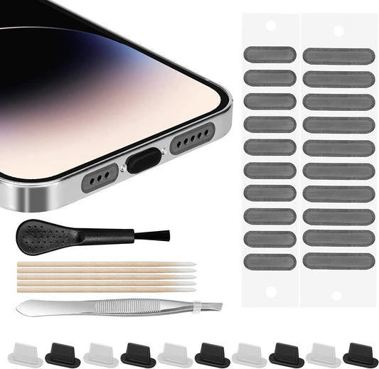 AFARER Iphone Dust Plug, Lightning Port Plug Protector Phone Speaker Dustproof Mesh Stickers, with Cleaner Tools, anti Dust Plugs for Iphone 14/13/12/11 Pro Max Compatible with Iphone and Airpod  AFARER   