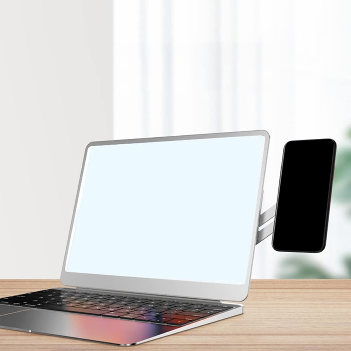 Mikikit Laptop Stand Laptop Stand with Side Magnetic Smartphones Computer Cellphone Mount Holder Bracket Expansion Extension for Stand Laptop Monitor Adjustable on Clip Phone Pc Stand Pc Stand  Mikikit   