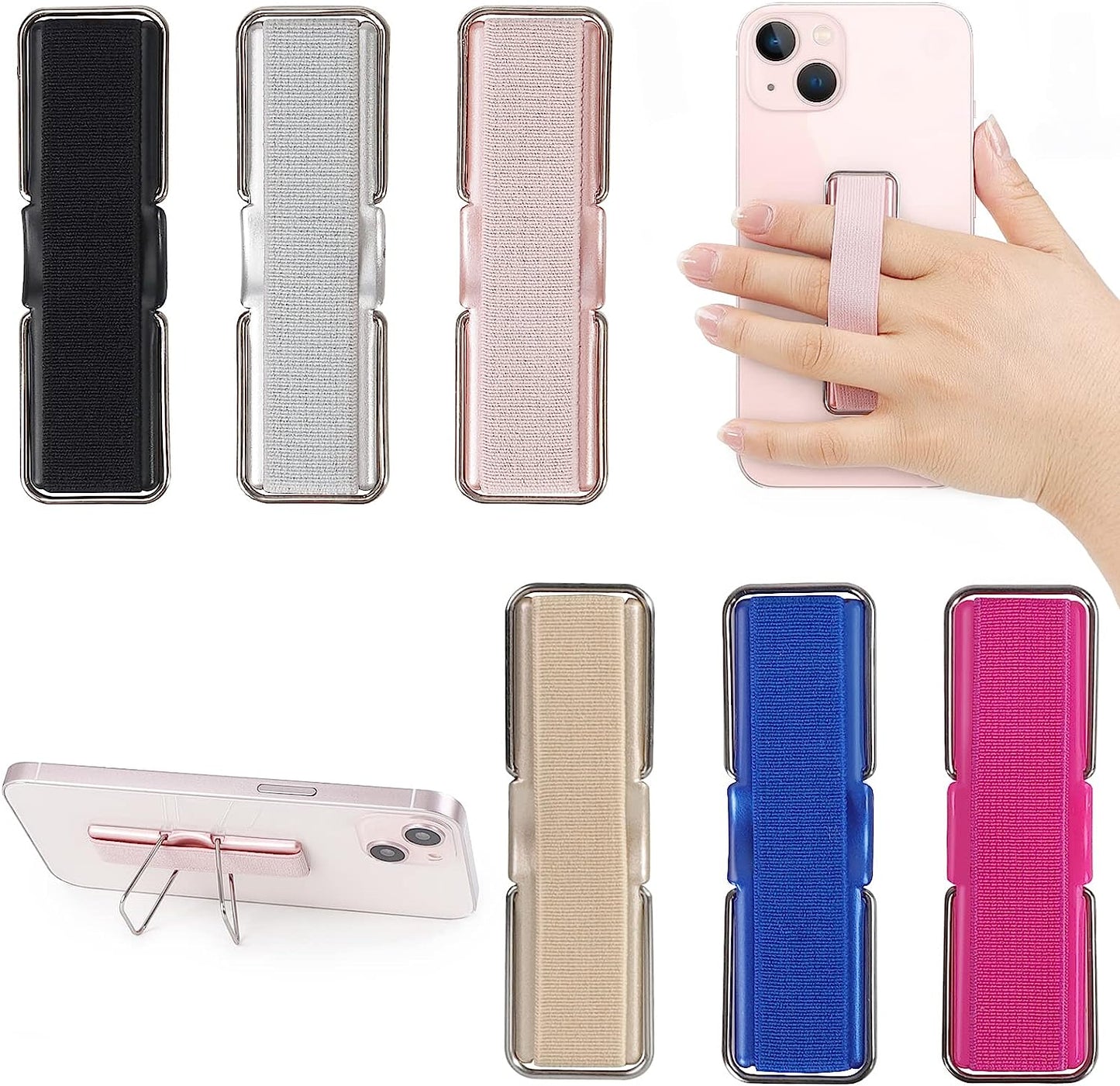 Phone Strap, CISID 4 Pcs Phone Finger Holder Back of Phone Grip with Stand Suitable for Iphone Samsung and Most Smartphones(Black Black Silver Rose Gold 4PCS)  GZ LW Shanshui PIJU Black,Silver,Rose Gold,Gold,Blue,Rose Red  