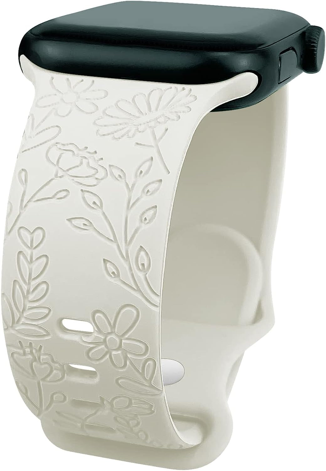 Lyfatz Flower Engraved Bands Compatible with Apple Watch Band 38Mm 40Mm 41Mm 42Mm 44Mm 45Mm 49Mm Women,Floral Laser Soft Silicone Waterproof Sport Band Replacement Wristbands for Iwatch Series 8 7 6 5 4 3 2 1 SE Ultra  Lyfatz Apricot 38/40/41mmM/L 