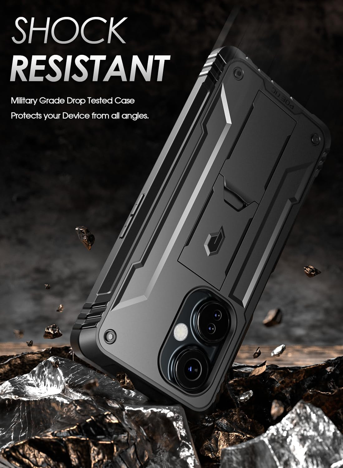 Poetic Revolution Case for Oneplus Nord N30 5G, [20FT Mil-Grade Drop Tested], Full-Body Rugged Dual-Layer Shockproof Protective Cover with Kickstand and Built-In-Screen Protector, Black  Poetic   