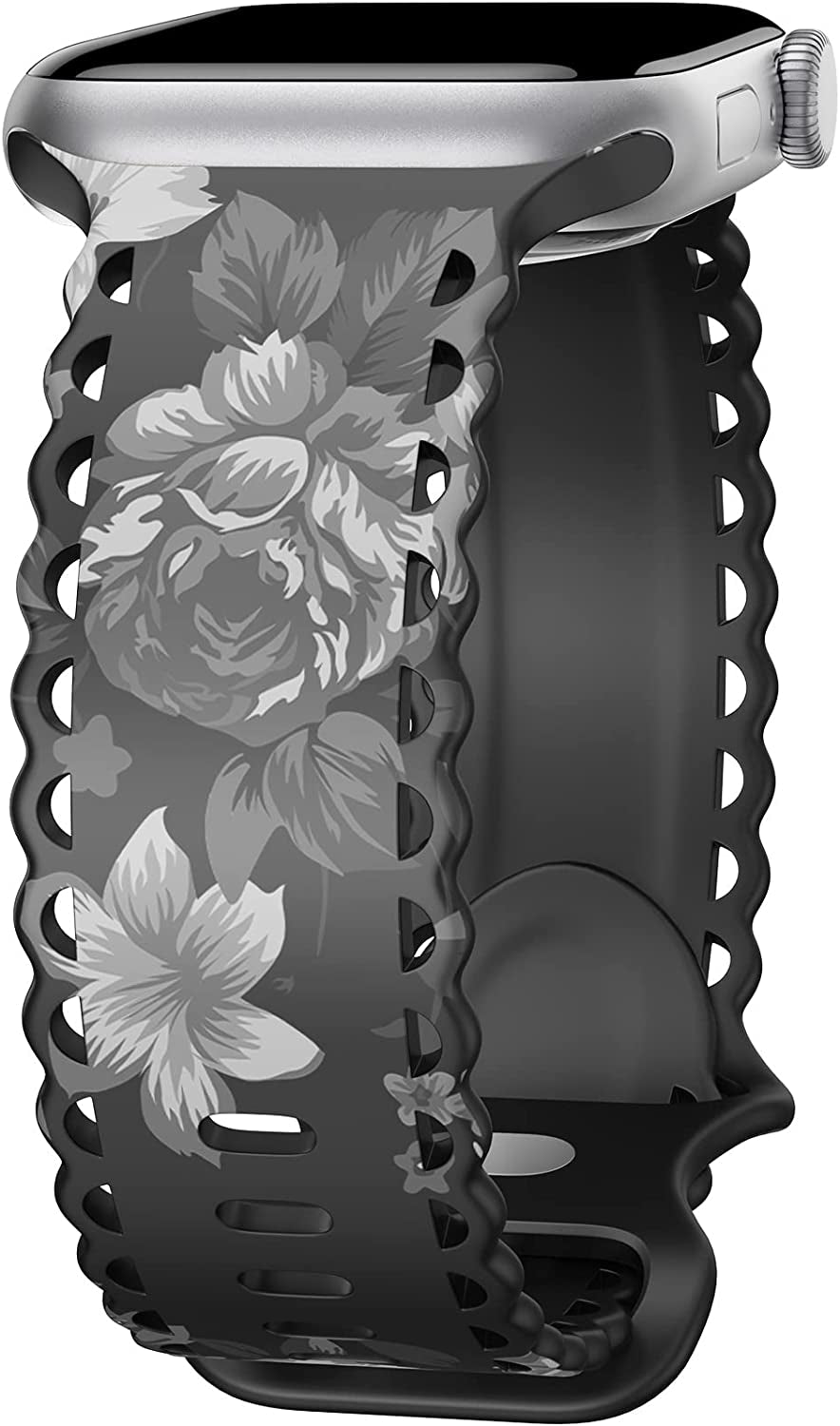 Upfurmach Compatible with Apple Watch Band 41Mm 40Mm 38Mm 49Mm 45Mm 44Mm 42Mm Women Girl, Rose Floral Print Lace Hollow-Out Soft Silicone Sport Bands for Iwatch Ultra SE Series 8 7 6 5 4 3 2 1, Rosb-38  UpfurMach B-Rose and Lily 41mm/40mm/38mm 