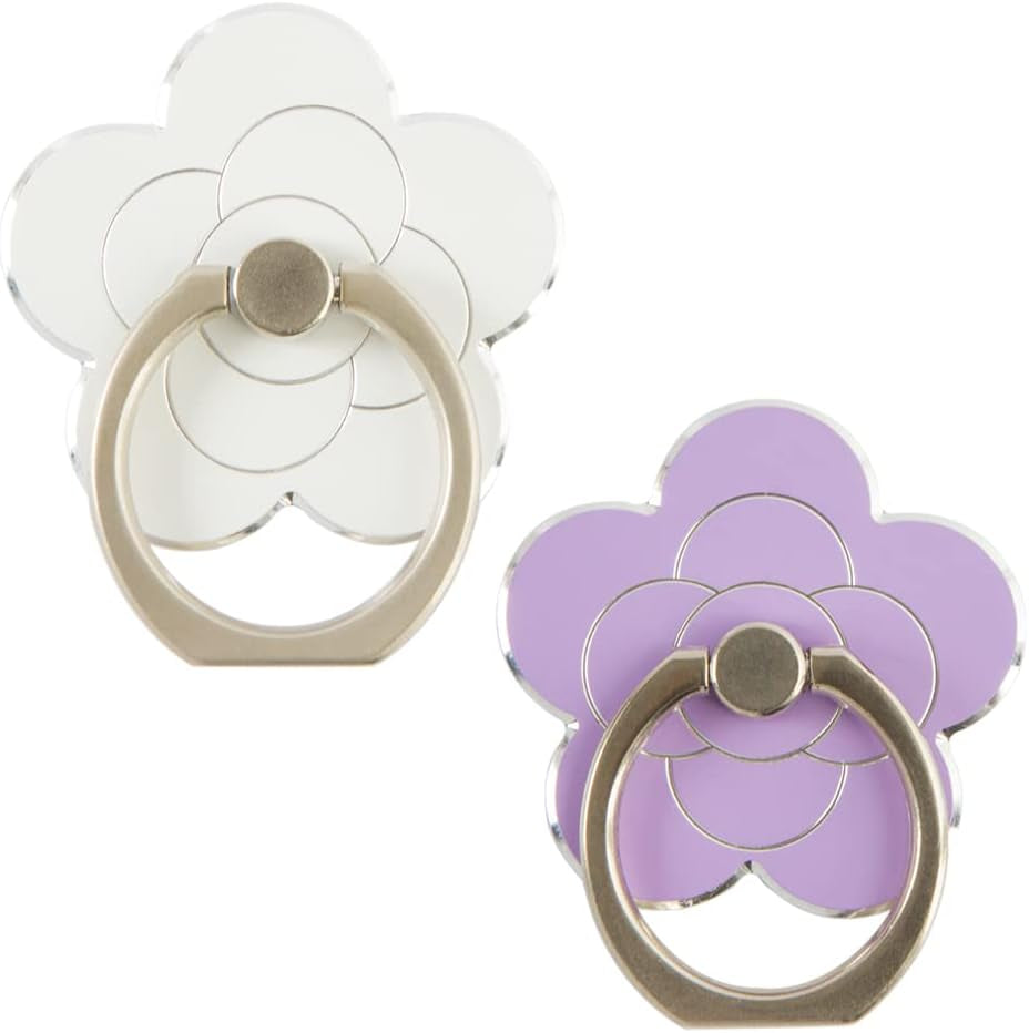 Flower Metal Cell Phone Ring Holder for Hand, Zinc Alloy Phone Back Ring Grip for Finger(Gold)  SUNURS White + Purple  