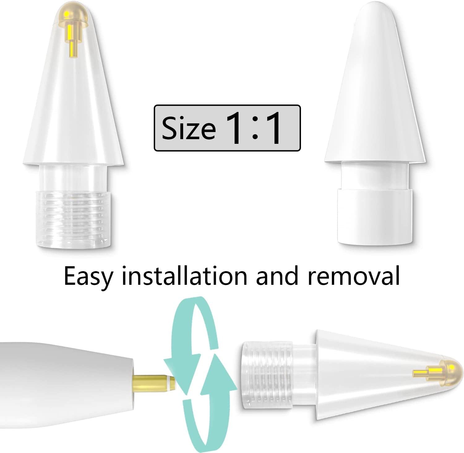 Wear Out Resistance Paper-Feel Writing Soft Pencil Tips Compatible with Apple Pencil Gen 1St,2Nd, Noiseless Pencil Nibs Fits for Apple Ipad Pro Pen, Upgraded Full Clear, 2 Pack  BPOPO   