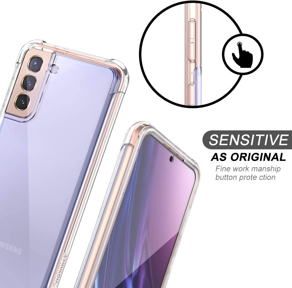 SURITCH for Samsung Galaxy S21 Clear Case 6.2" (Only), [Built-In Screen Protector] Full Body Protective Hard Shell+Soft TPU Phone Case for Samsung S21 -(Full Clear)  SURITCH   